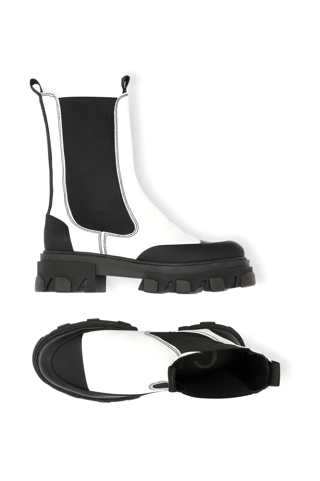Store GANNI Mittelhohe Chelsea-Stiefel Egret