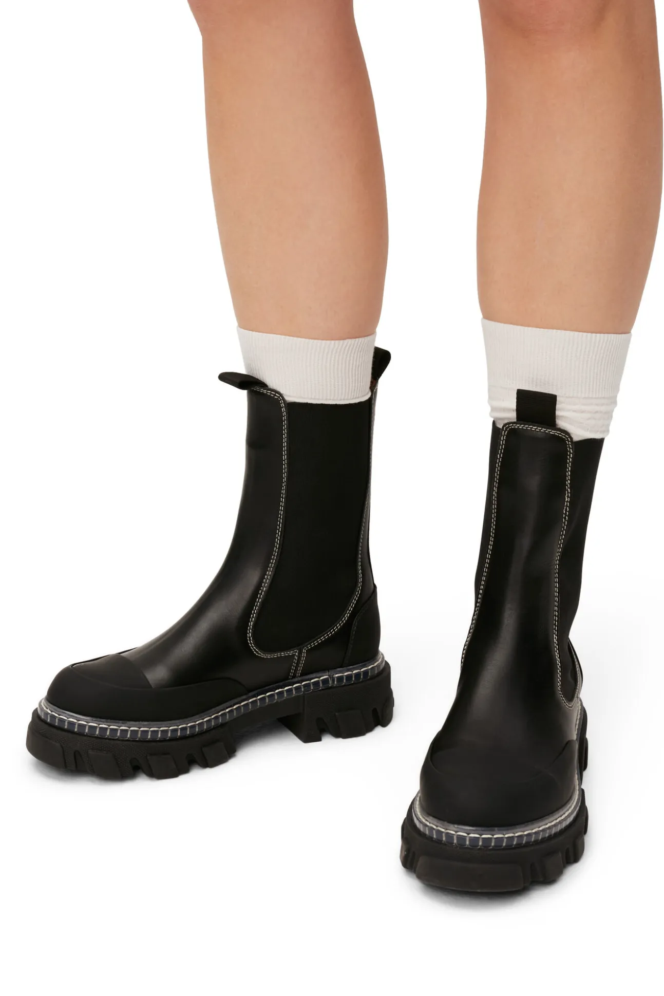 Discount GANNI Mittelhohe Chelsea-Stiefel Mit Stollen Black