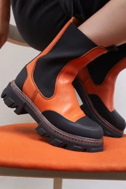Cheap GANNI Mittelhohe Chelsea-Stiefel Mit Stollen Orangeade