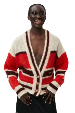 Shop GANNI Mohair-Cardigan Fiery Red
