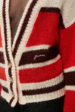 Shop GANNI Mohair-Cardigan Fiery Red