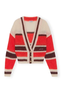 Shop GANNI Mohair-Cardigan Fiery Red