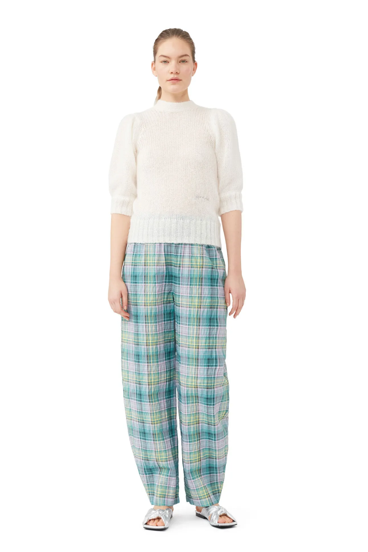 Fashion GANNI Mohair-Oberteil Mit Offenem Rucken Egret