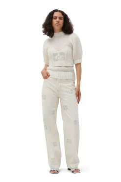 Fashion GANNI Mohair-Oberteil Mit Offenem Rucken Egret