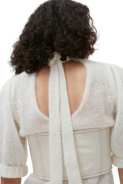 Fashion GANNI Mohair-Oberteil Mit Offenem Rucken Egret