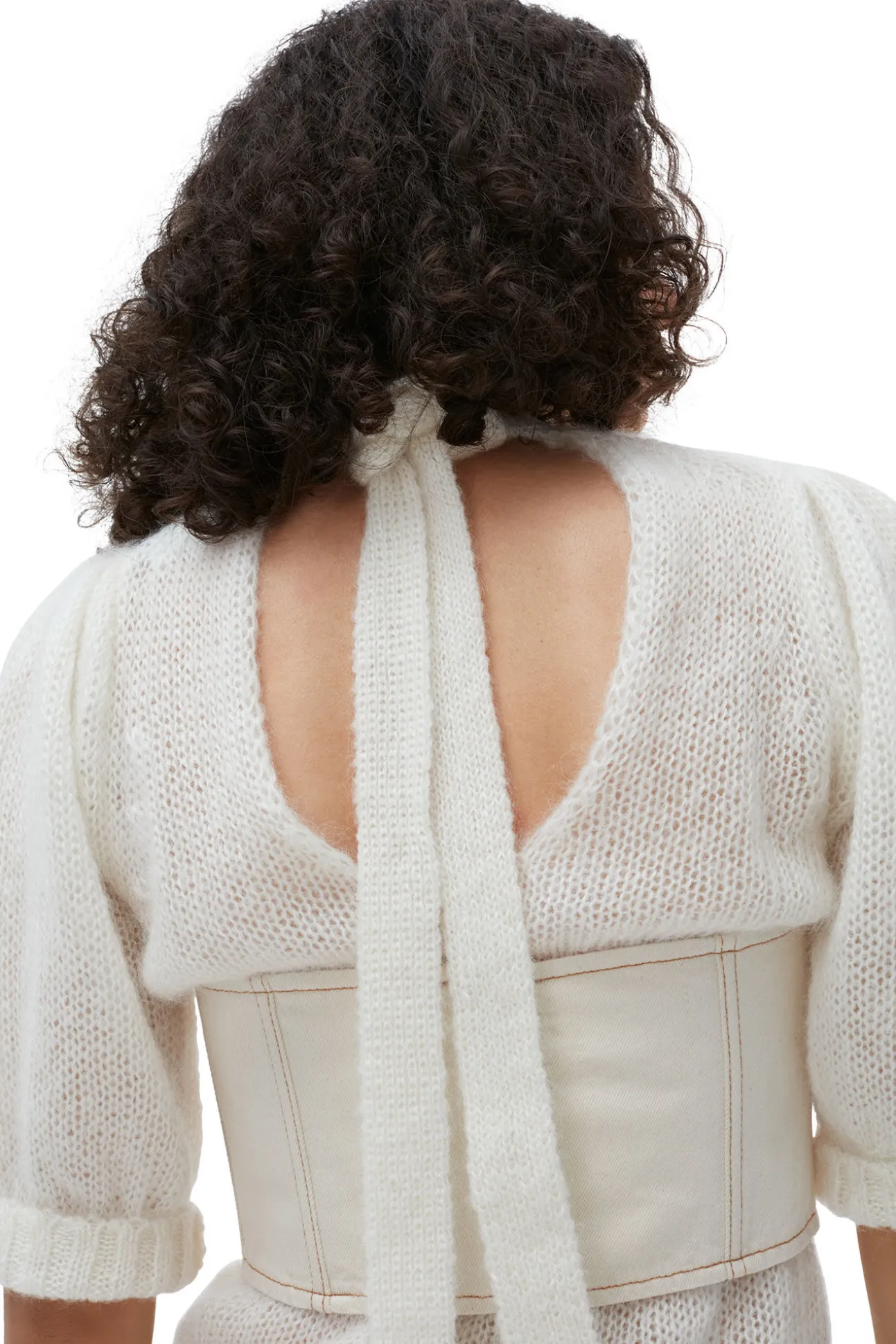 Fashion GANNI Mohair-Oberteil Mit Offenem Rucken Egret