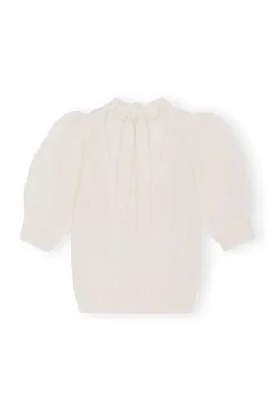 Fashion GANNI Mohair-Oberteil Mit Offenem Rucken Egret