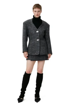 Discount GANNI Multi-Wool-Minirock Phantom