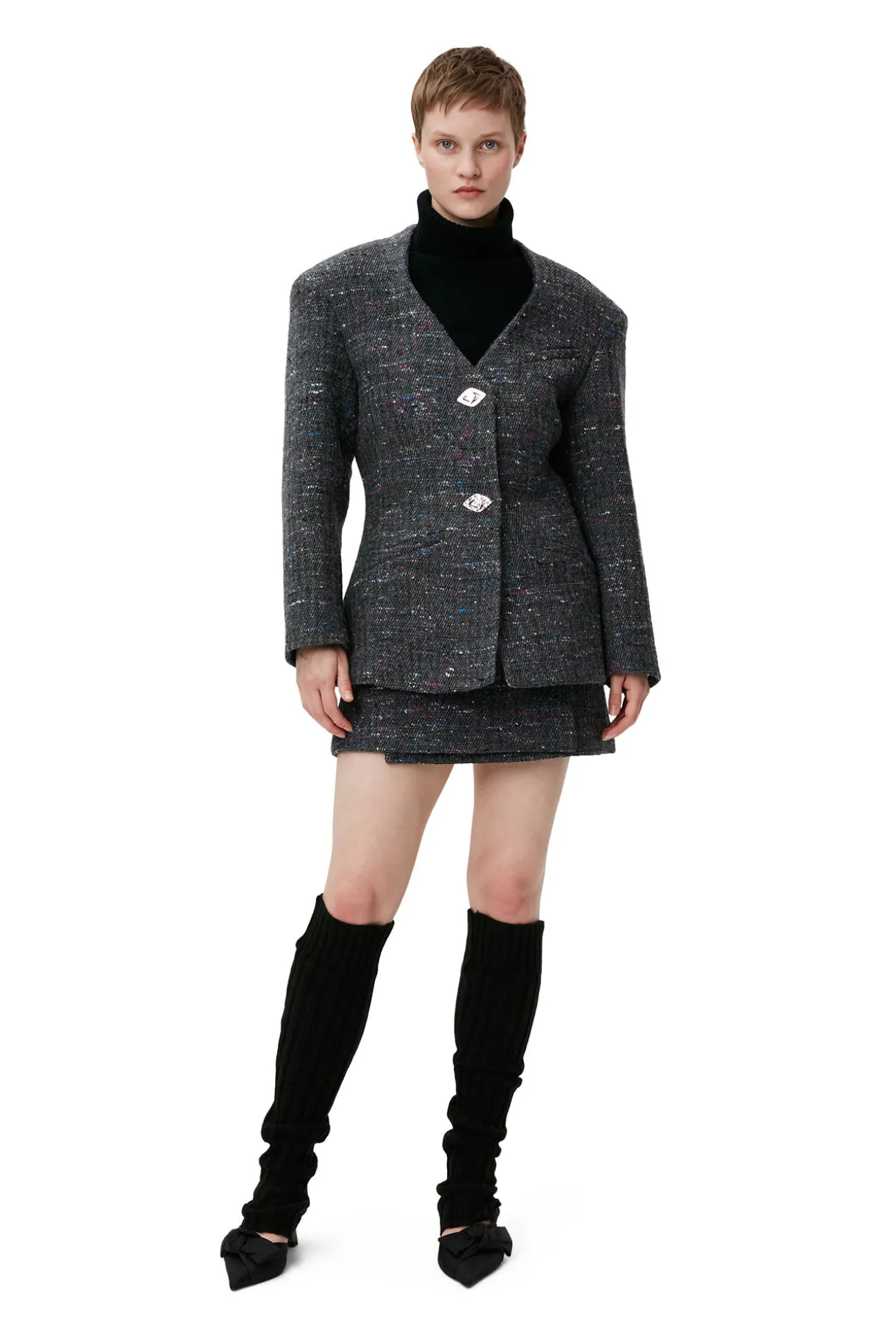 Discount GANNI Multi-Wool-Minirock Phantom