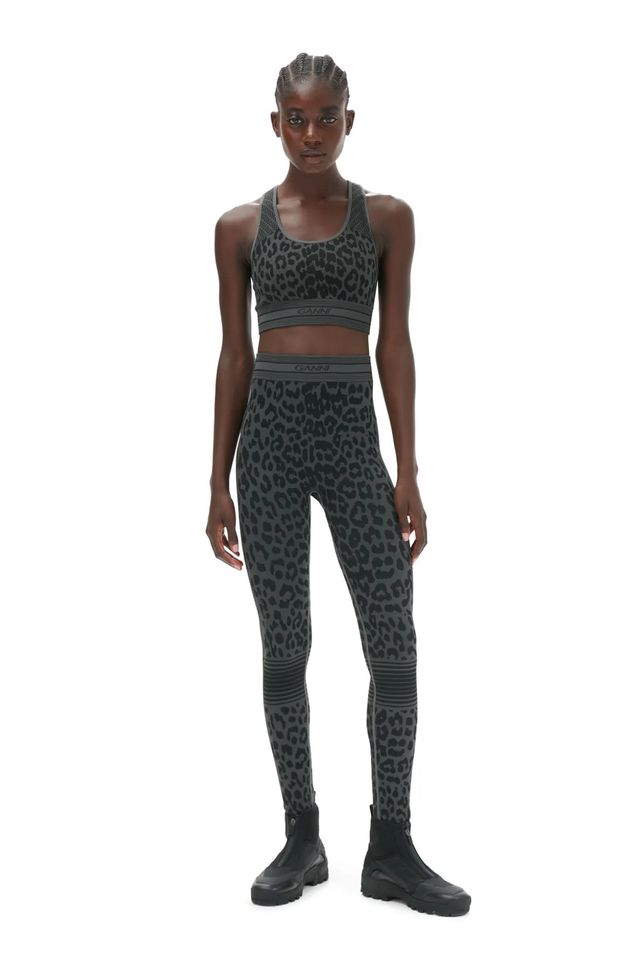 Hot GANNI Nahtlose Jacquard-Leggings Black