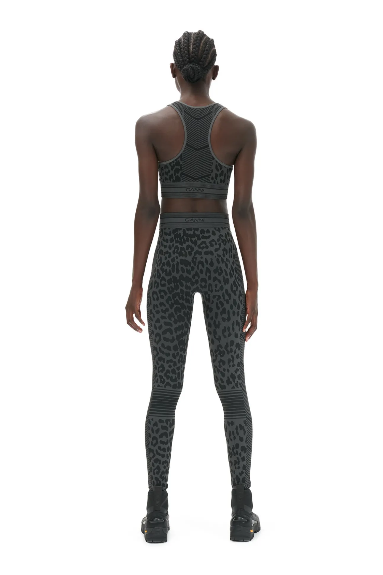 Hot GANNI Nahtlose Jacquard-Leggings Black