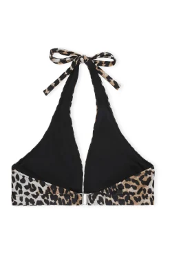Sale GANNI Neckholder-Bikinioberteil Leopard