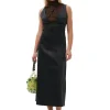 Hot GANNI Neckholder-Kleid Aus Doppel-Satin Black