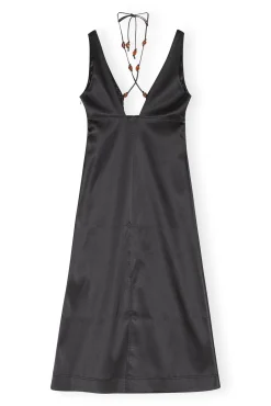 Hot GANNI Neckholder-Kleid Aus Doppel-Satin Black