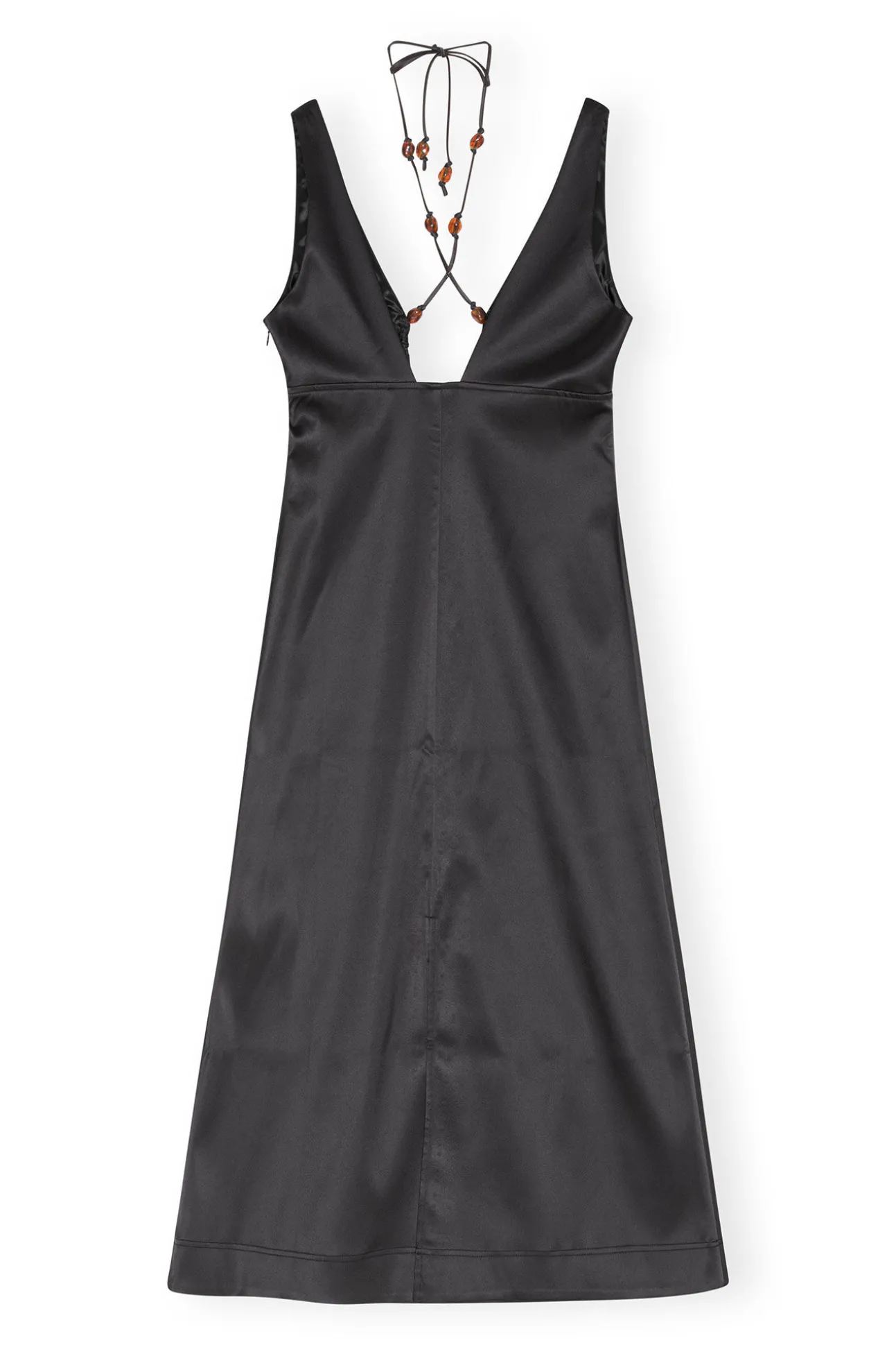 Hot GANNI Neckholder-Kleid Aus Doppel-Satin Black