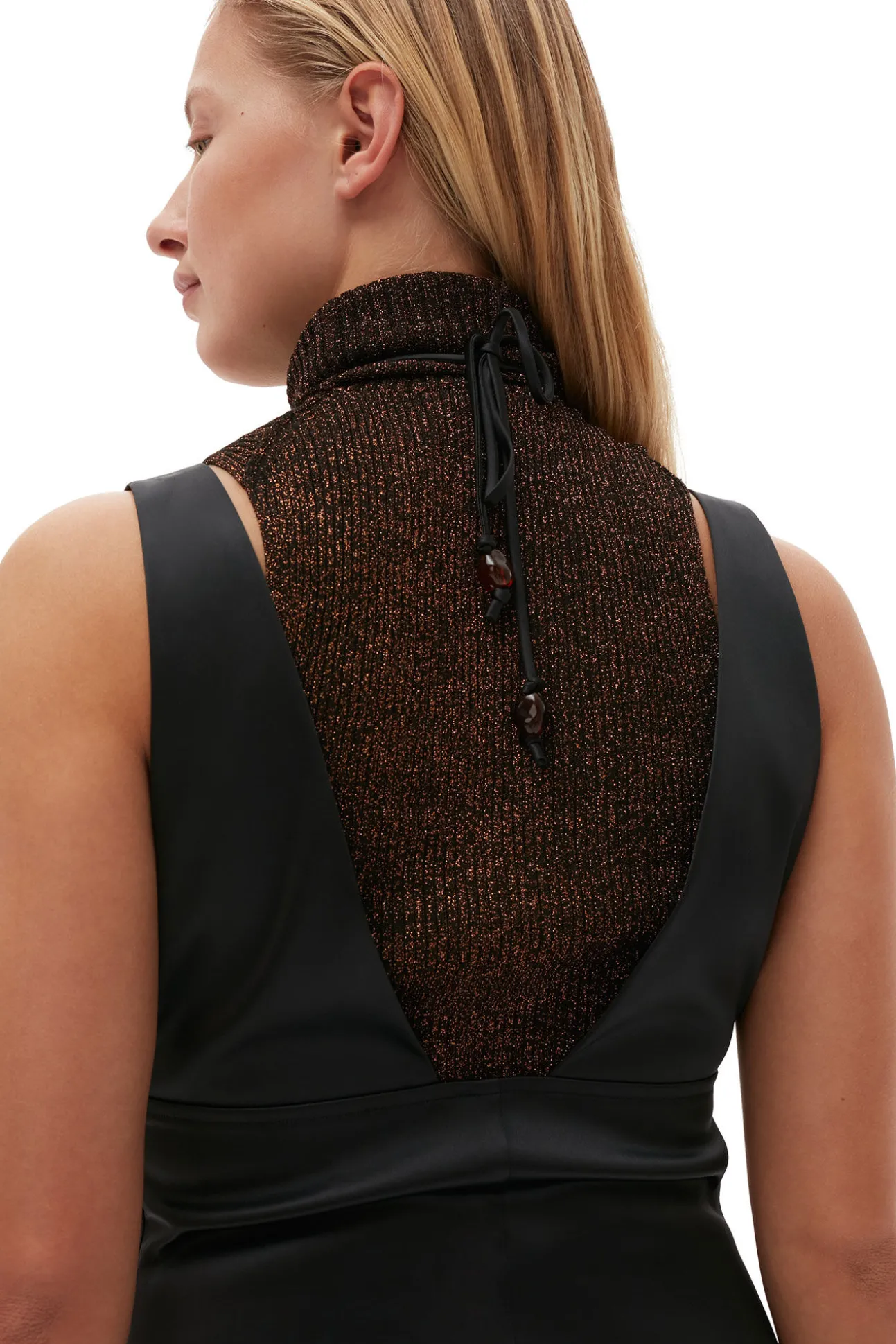 Hot GANNI Neckholder-Kleid Aus Doppel-Satin Black