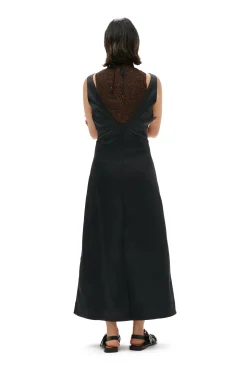 Hot GANNI Neckholder-Kleid Aus Doppel-Satin Black