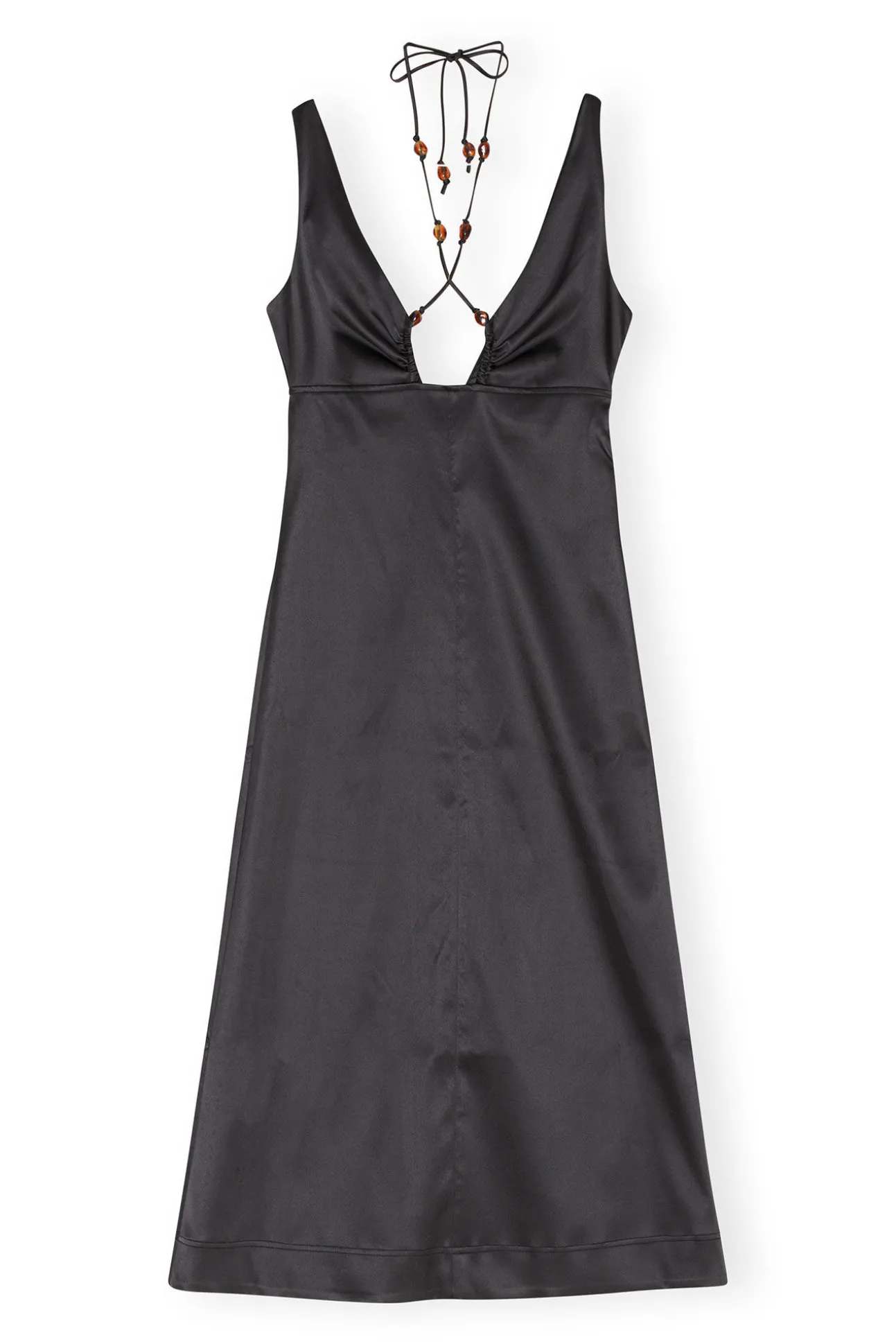 Hot GANNI Neckholder-Kleid Aus Doppel-Satin Black