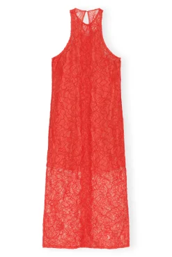 Online GANNI Neckholder-Kleid Aus Roter Spitze Red Alert