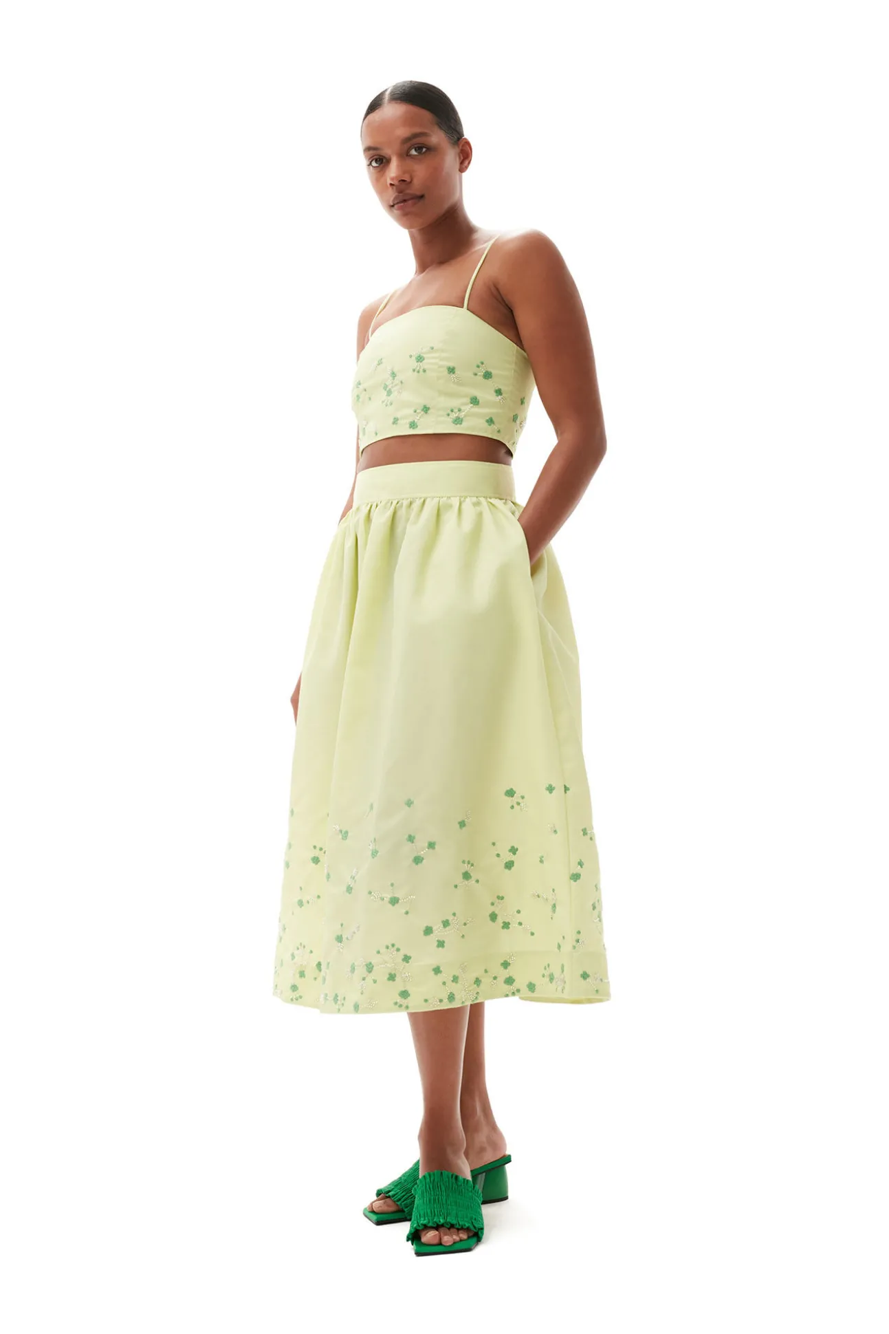 Cheap GANNI Nylon Top Lily Green