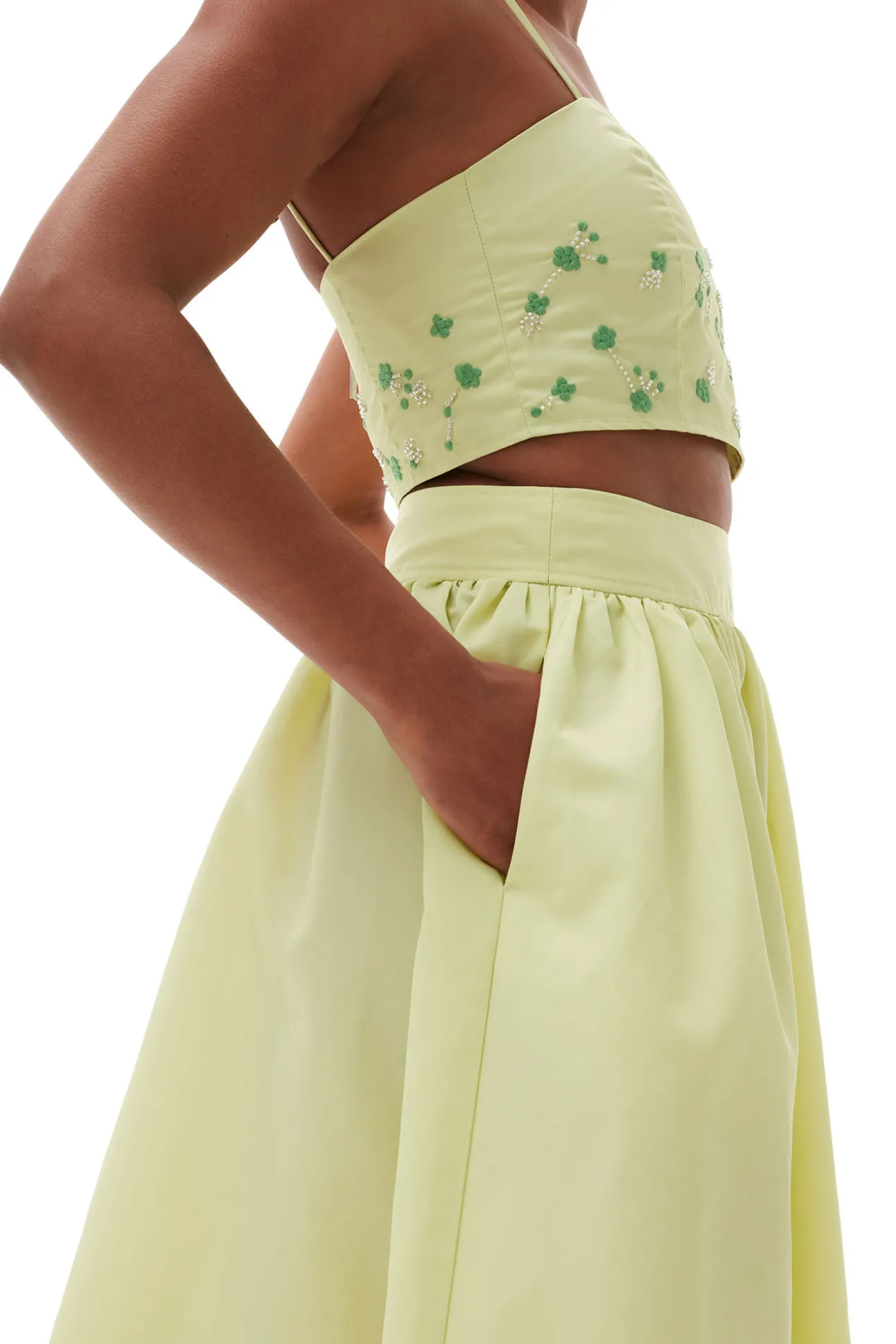 Cheap GANNI Nylon Top Lily Green