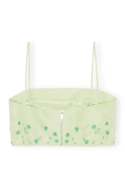 Cheap GANNI Nylon Top Lily Green