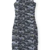 Cheap GANNI Orange Bedrucktes Ruschen-Midikleid Aus Mesh Brunnera Blue