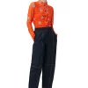 Online GANNI Orange Bedrucktes Ruschenhemd Aus Mesh Orangeade
