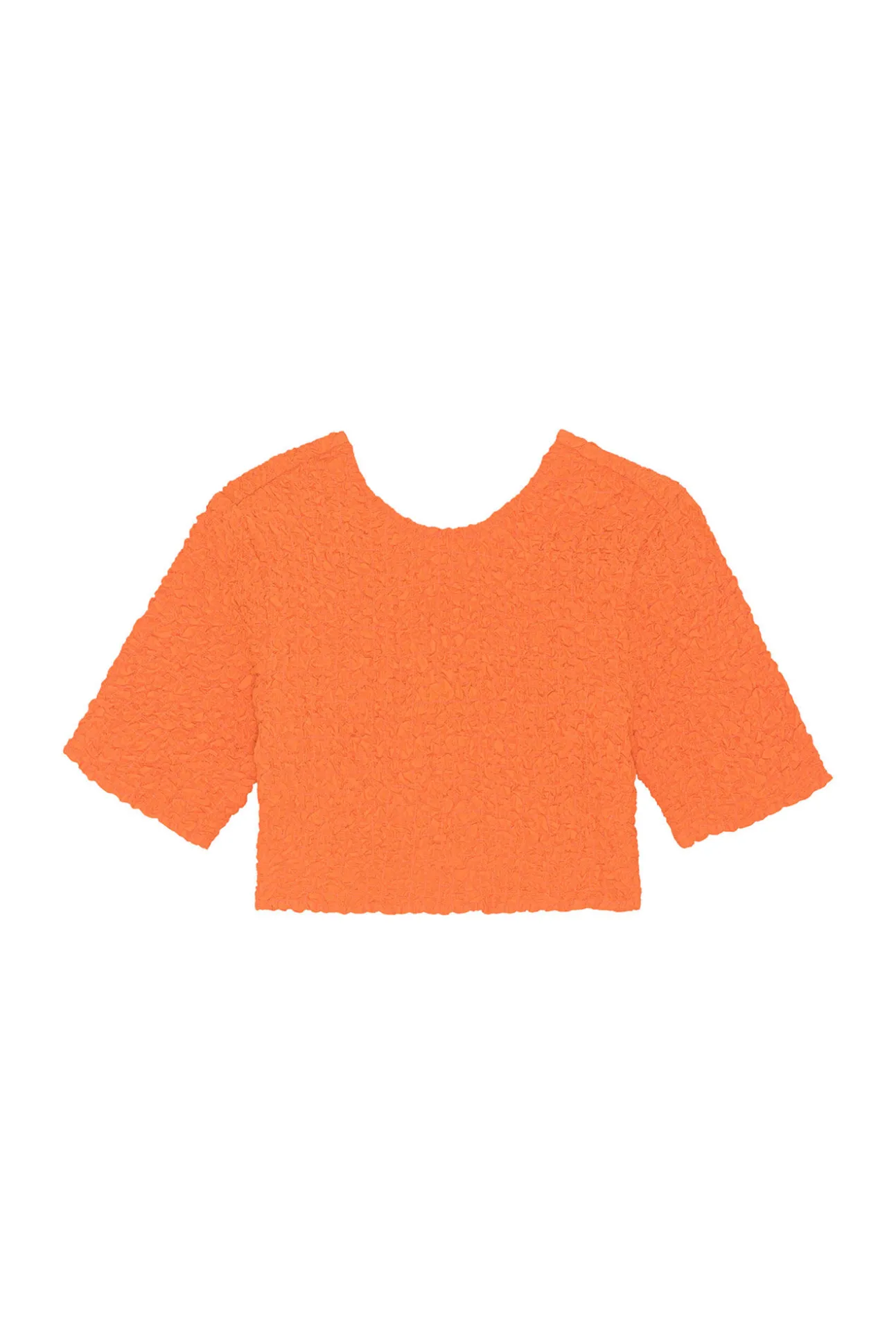 Cheap GANNI Orangefarbenes Gesmoktes Crop-Top Aus Cotton Poplin Vibrant Orange