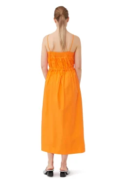 Best GANNI Oranges Maxikleid Aus Cotton Poplin Vibrant Orange