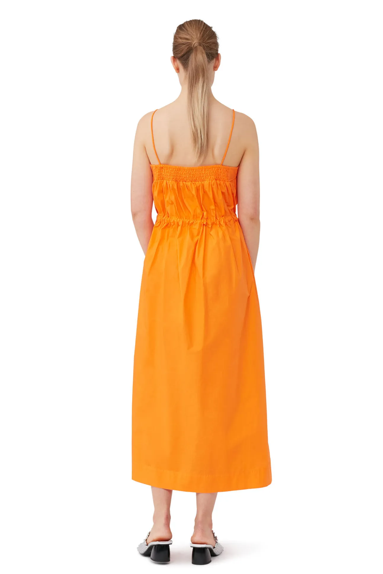 Best GANNI Oranges Maxikleid Aus Cotton Poplin Vibrant Orange