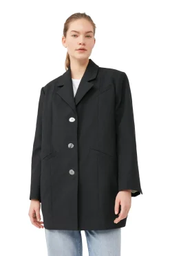 Best GANNI Oversize-Anzugblazer Aus Cotton Black