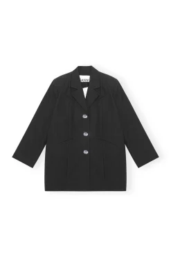 Best GANNI Oversize-Anzugblazer Aus Cotton Black