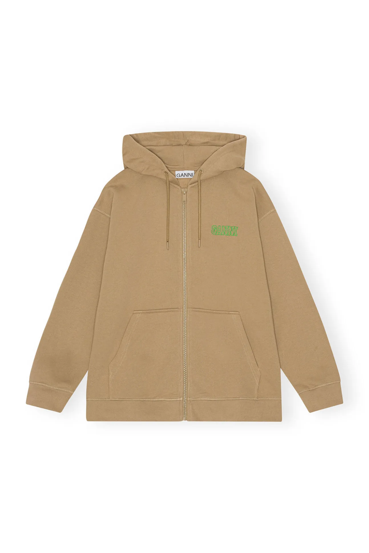 Flash Sale GANNI Oversized Zip Hoodie Petrified Oak