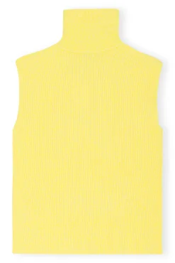 Cheap GANNI Oversized Zipper Vest Golden Kiwi