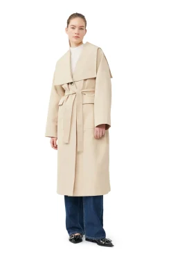 Online GANNI Oversize-Trenchcoat Aus Heavy Twill Pale Khaki