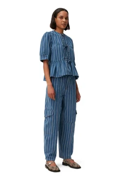 Online GANNI Peplum-Bluse Aus Denim Tint Wash