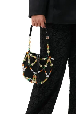 Outlet GANNI Perlen-Bucket-Bag Black