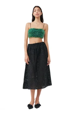 Clearance GANNI Perlen-Taffeta-Top Black