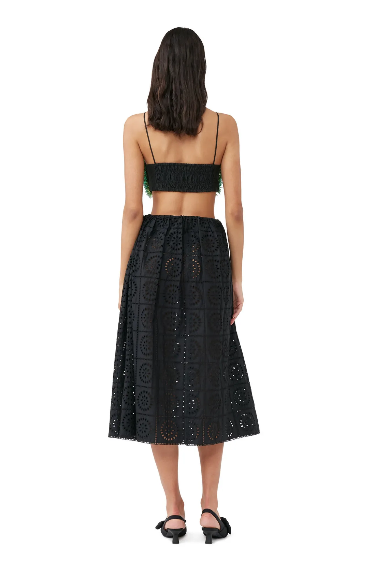 Clearance GANNI Perlen-Taffeta-Top Black