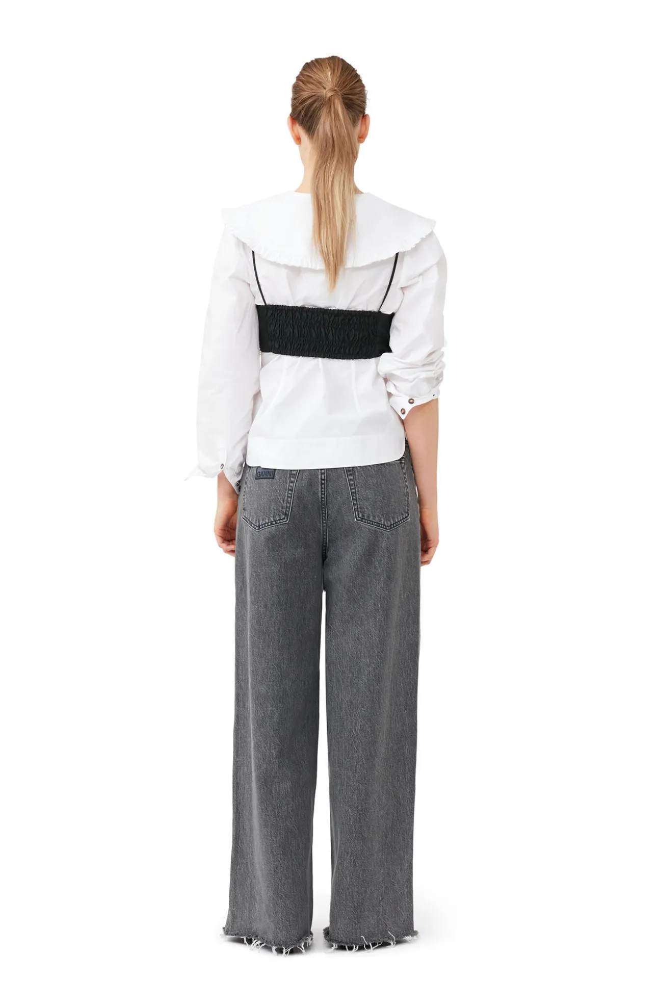Clearance GANNI Perlen-Taffeta-Top Black