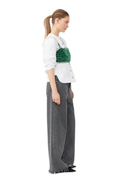 Clearance GANNI Perlen-Taffeta-Top Black
