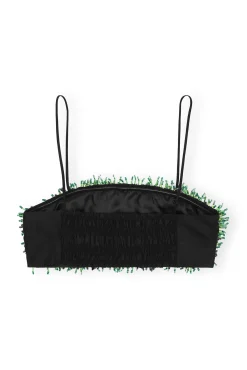 Clearance GANNI Perlen-Taffeta-Top Black