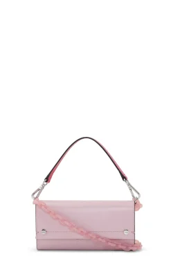 Shop GANNI Pinkes Banner-Envelope-Portemonnaie Mit Kette Pink Nectar