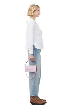 Shop GANNI Pinkes Banner-Envelope-Portemonnaie Mit Kette Pink Nectar