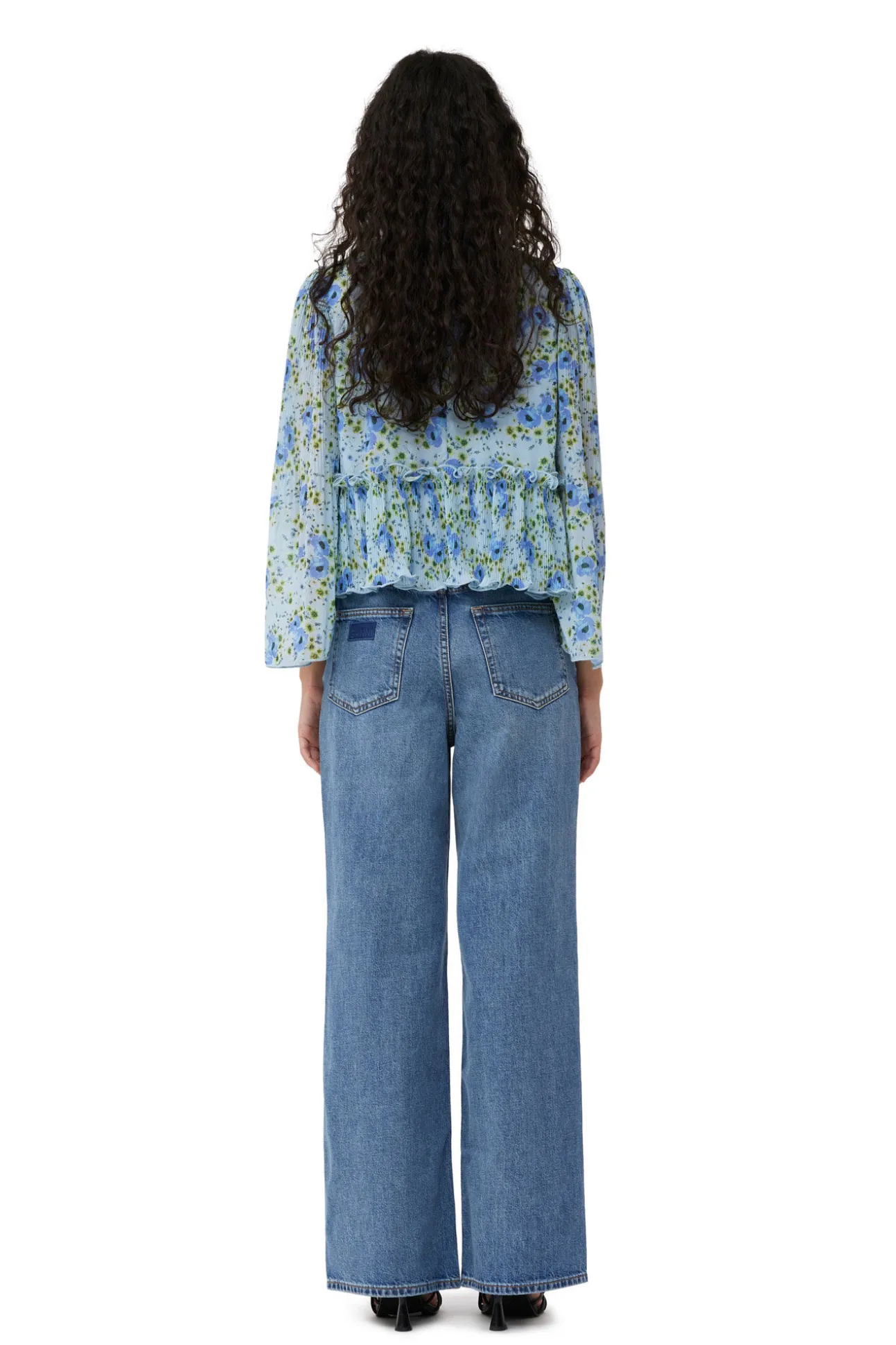 Hot GANNI Plissierte Bluse Aus Georgette Ice Water