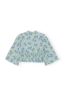 Hot GANNI Plissierte Bluse Aus Georgette Ice Water