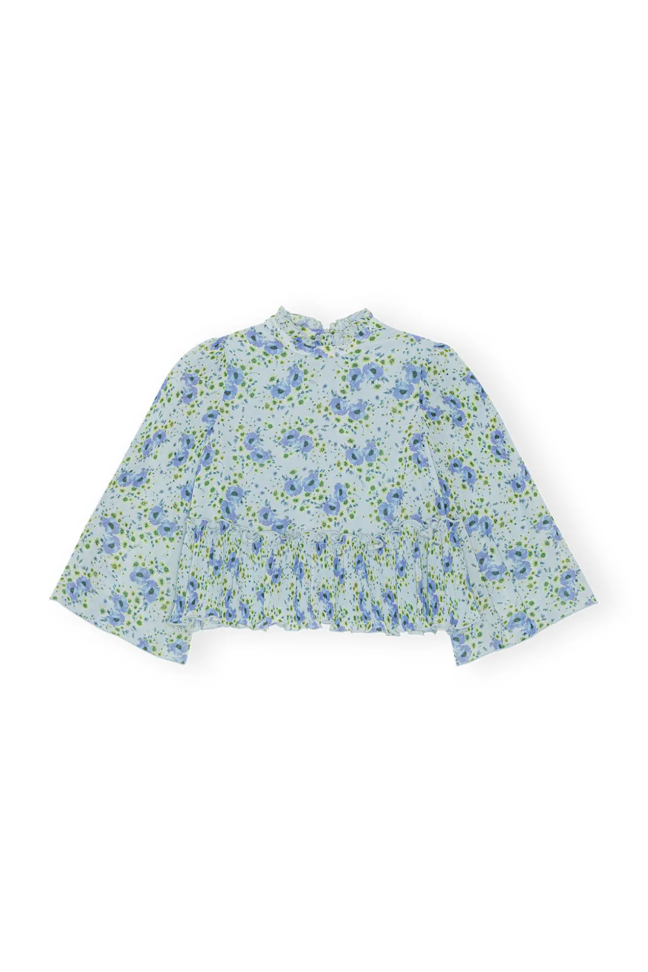 Hot GANNI Plissierte Bluse Aus Georgette Ice Water