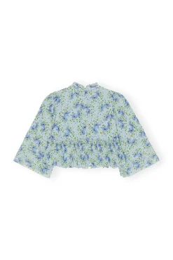 Hot GANNI Plissierte Bluse Aus Georgette Ice Water