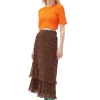 Online GANNI Plissierter Mehrlagiger Georgette-Maxirock Rocky Road